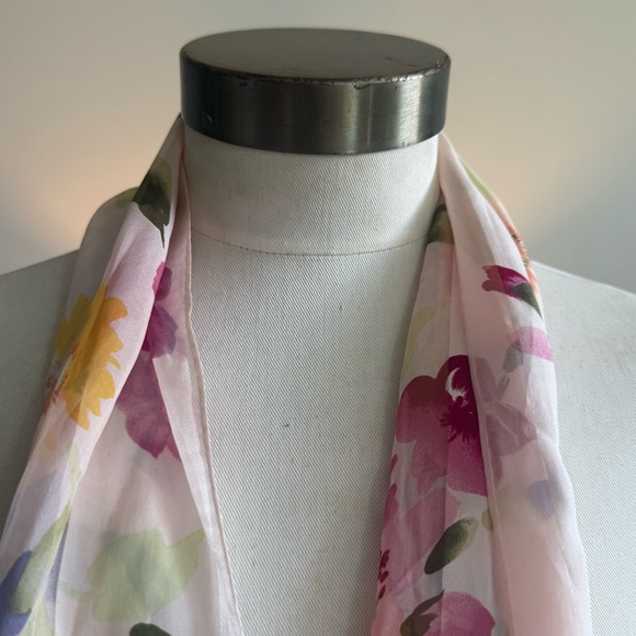 Echo Yellow and Pink Floral Silk Scarf - Picture 4 of 4